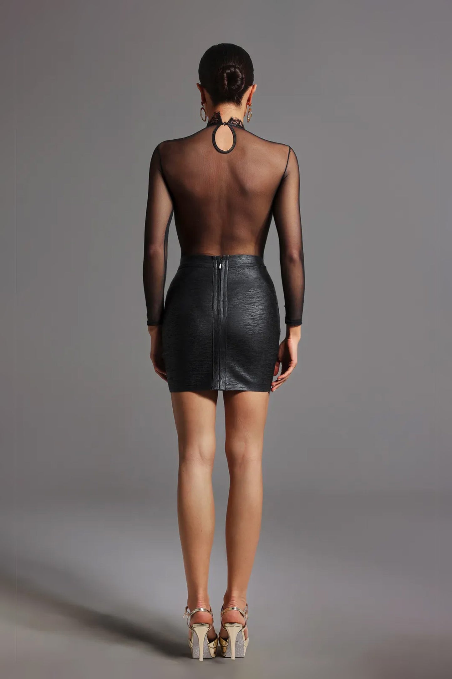 Augustus Black Sheer Lace Jumpsuit