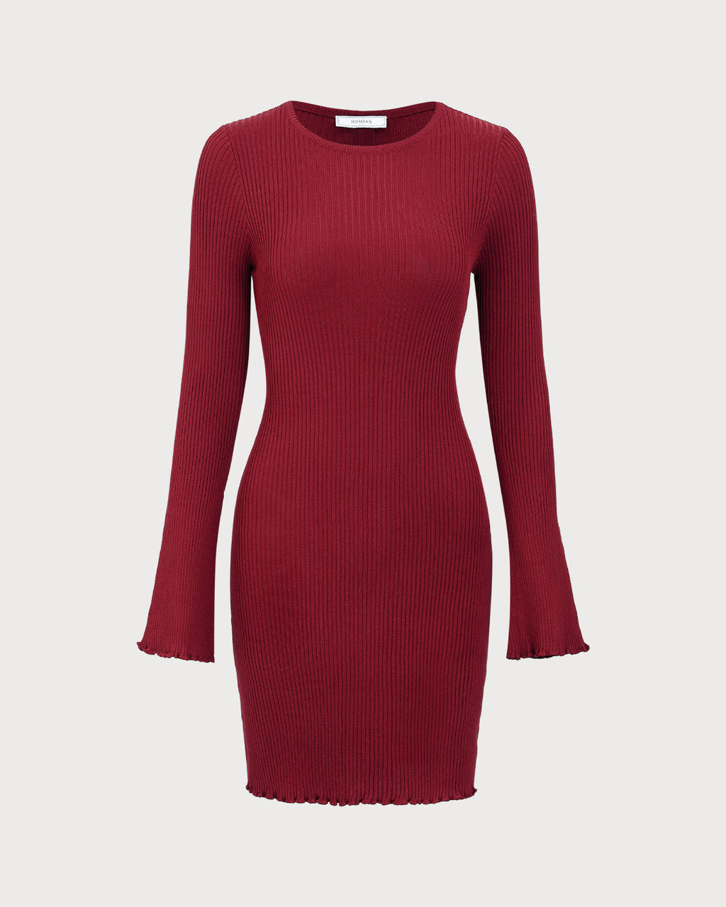 Women's Red Bell Sleeve Bodycon Sweater Dress