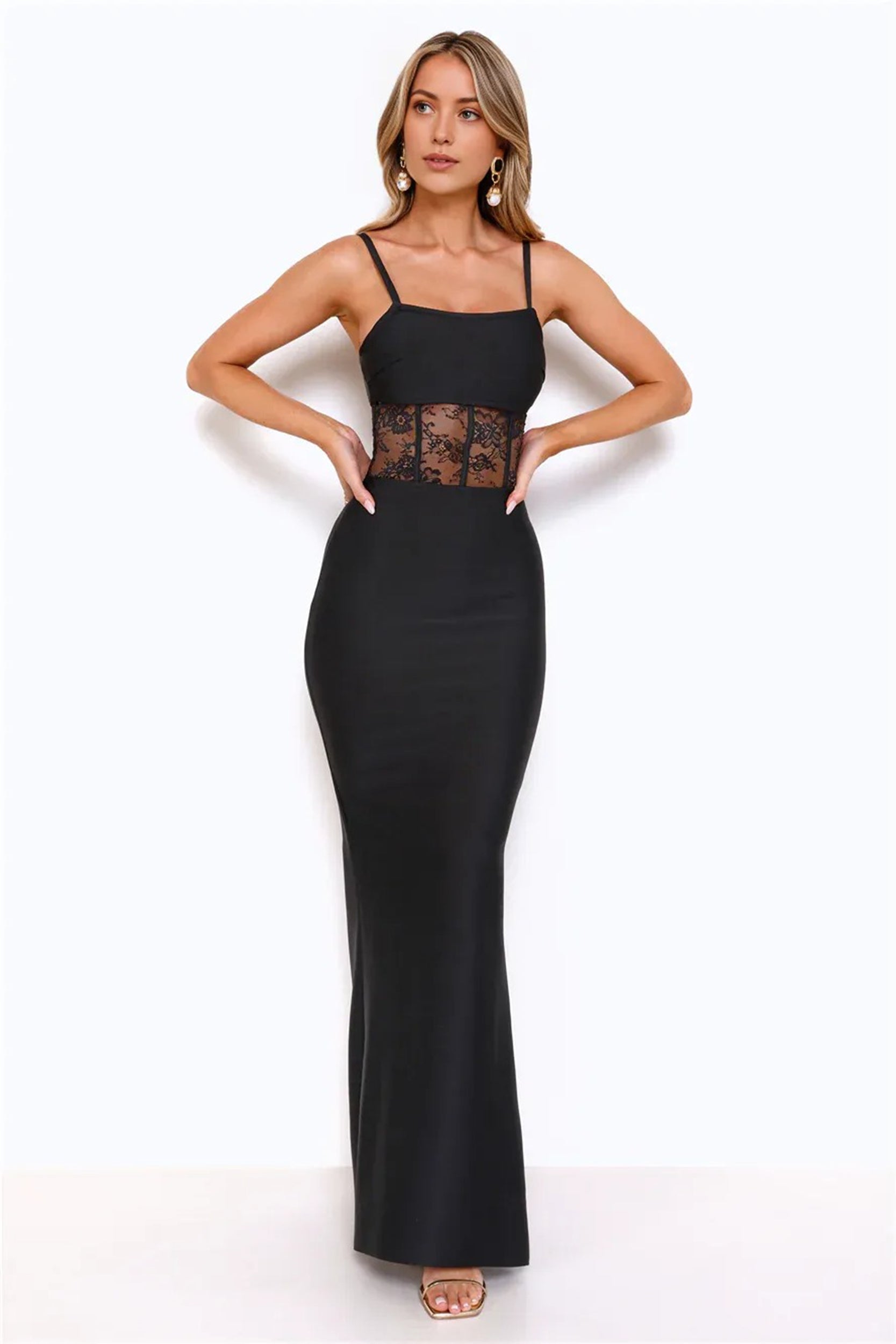 Eyes On The Prize Bandage Glitter Maxi Dress